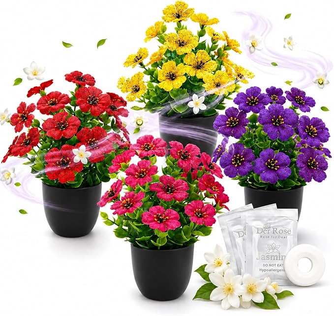 Der Rose 4 Pack Fake Flowers by DerRose