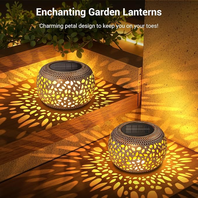 Solar Lanterns Outdoor Waterproof, Hollow Out Solar Table Lamp Patio Decor | 2 - Image 6
