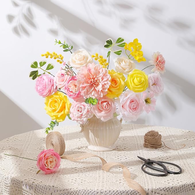 Artificial Flowers Fake Rose Flowers Dahlia - Image 4