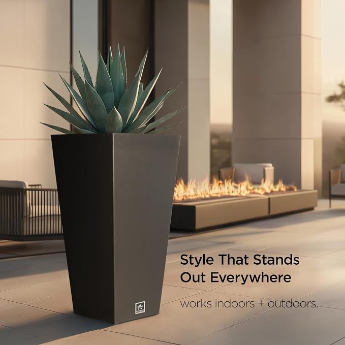 Tall Outdoor Planter 30 Inch 2-Pack, Tapered Design - Image 4