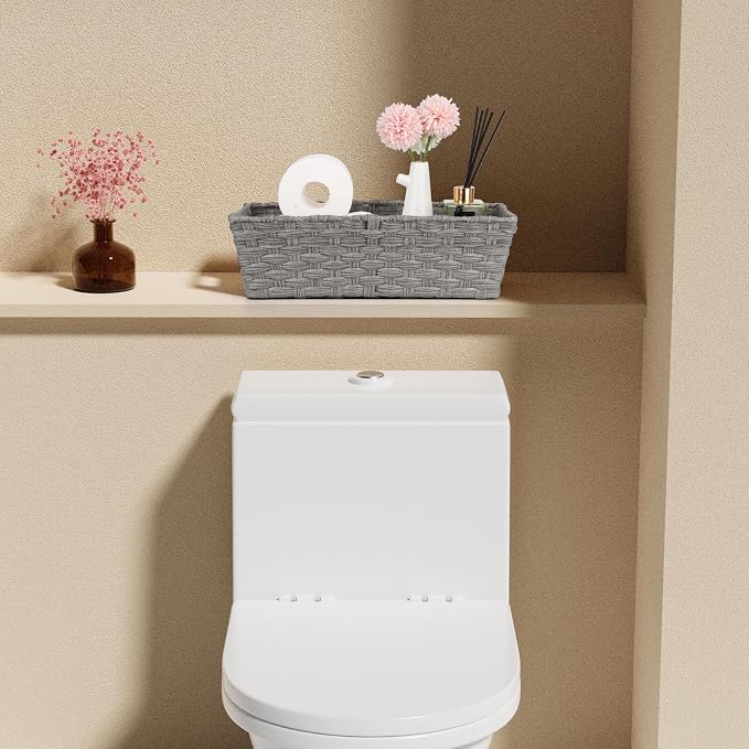 2-Pack Plastic Wicker Toilet Paper Baskets, 15.75"x6.75"x4.75", Toilet Tank - Image 4