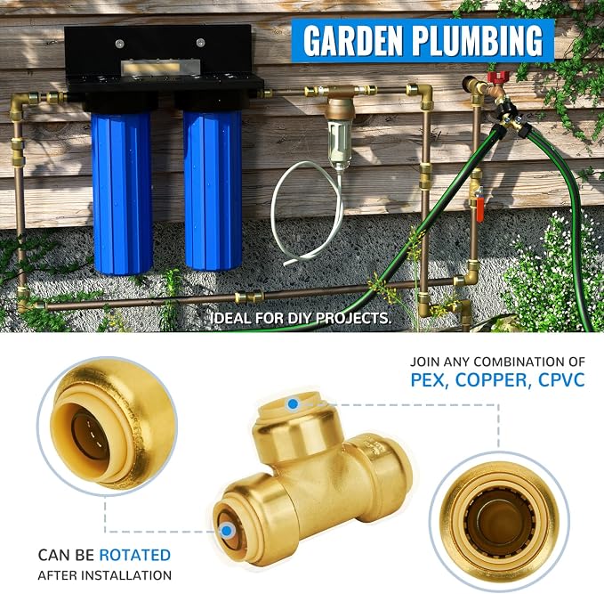 Tee Plumbing Pipe Connector, 3/4-Inch Push Fit PEX Tee, Push-to-Connect - Image 4