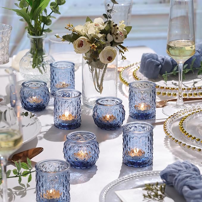 NITIME 36Pcs Assorted Blue Votive Candle Holders, Tea Lights Candle Holder - Image 3