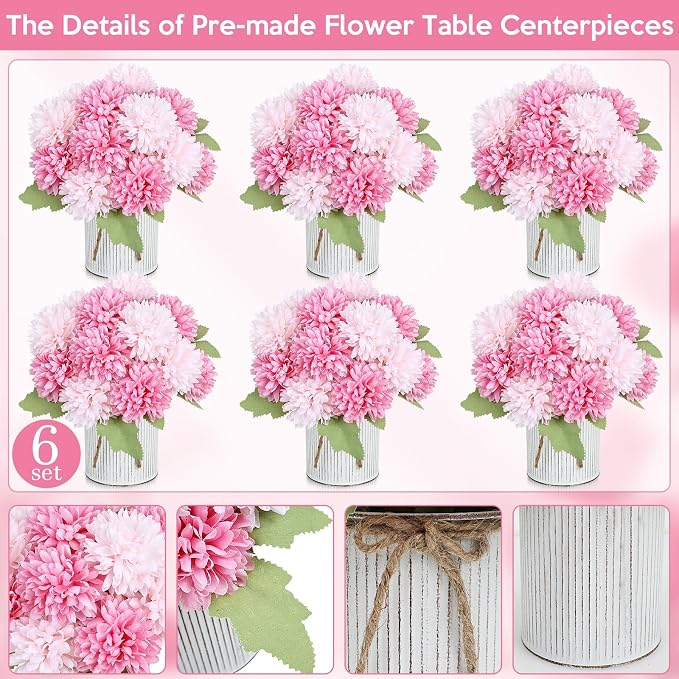 6 Set Pre-Made Flower Table Centerpieces - Image 6