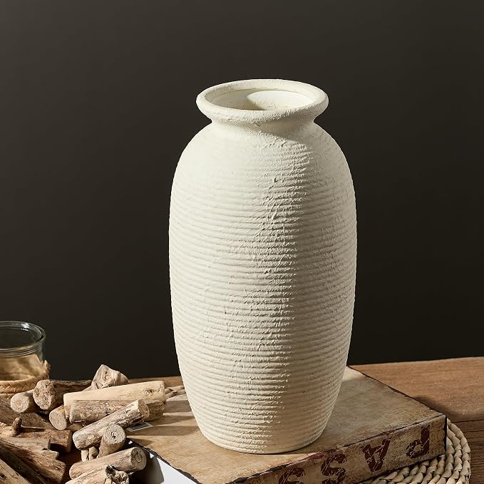 Ceramic Flower Vase, 12.5" Large Rustic Farmhouse Vases Home Decor Tall Pottery - Image 3