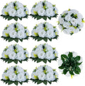 BLOSMON White Flowers for Wedding Centerpieces: 10 Pcs, 15 Faux Silk Roses | by Blosmon