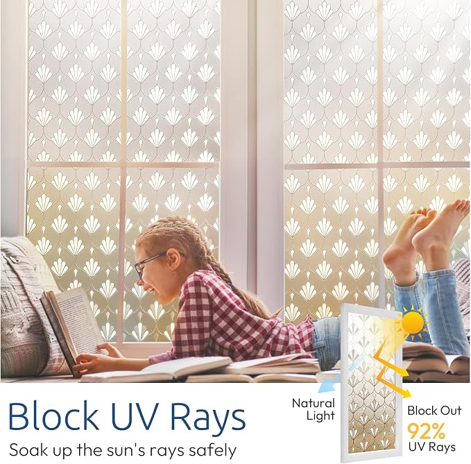 rabbitgoo Privacy Window Film Frosted Glass, 17.5" x 157.4" | Sun Blocking Non - Image 3