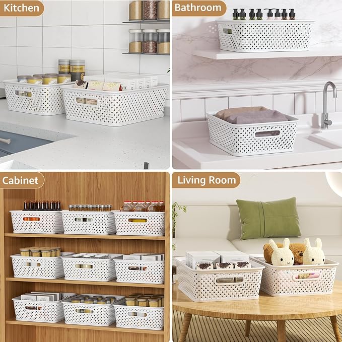 MaxGear 3 Pack Plastic Storage Baskets, Suitable - Image 6