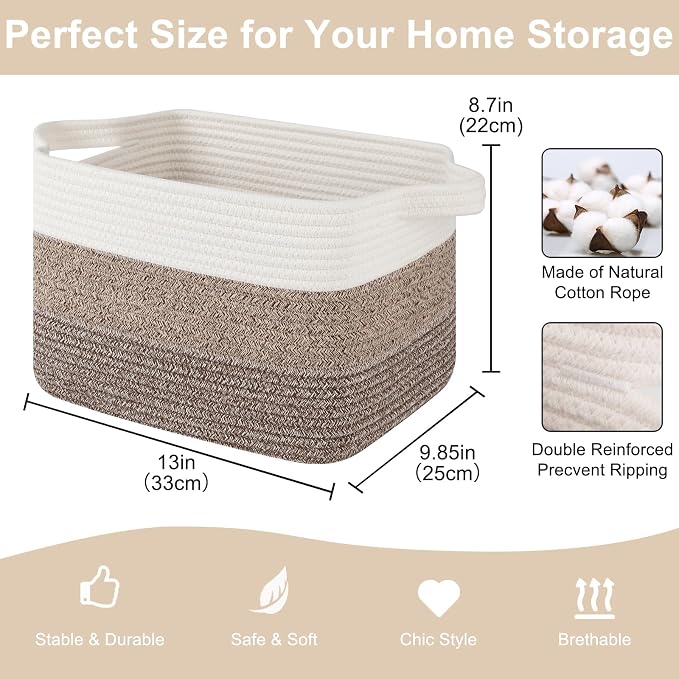 OIASKET Storage Baskets for Organizing, Woven Baskets for Shelves, Rectangle - Image 2