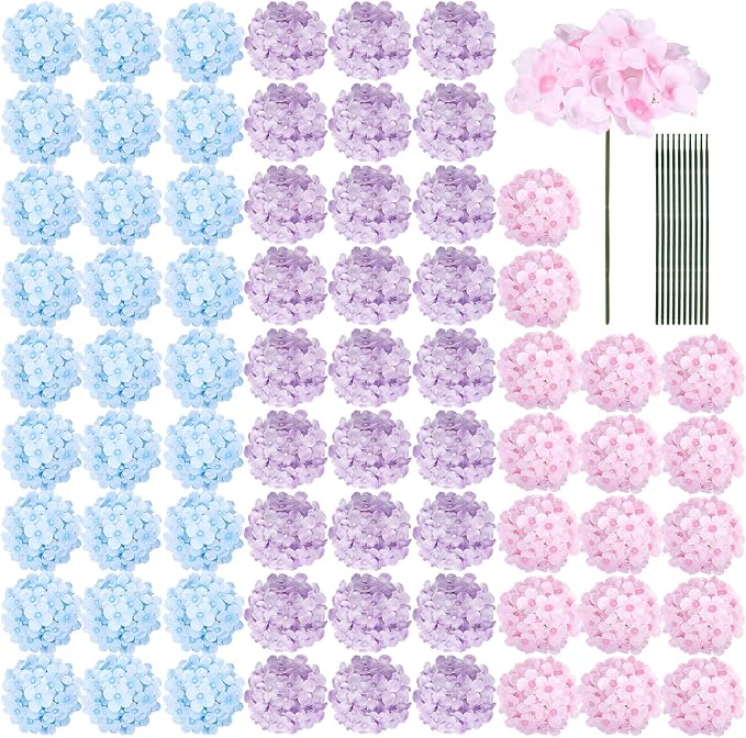 Auihiay 64Pcs Hydrangea Artificial Flowers Bulk, Faux Hydrangea Flowers | by Auihiay