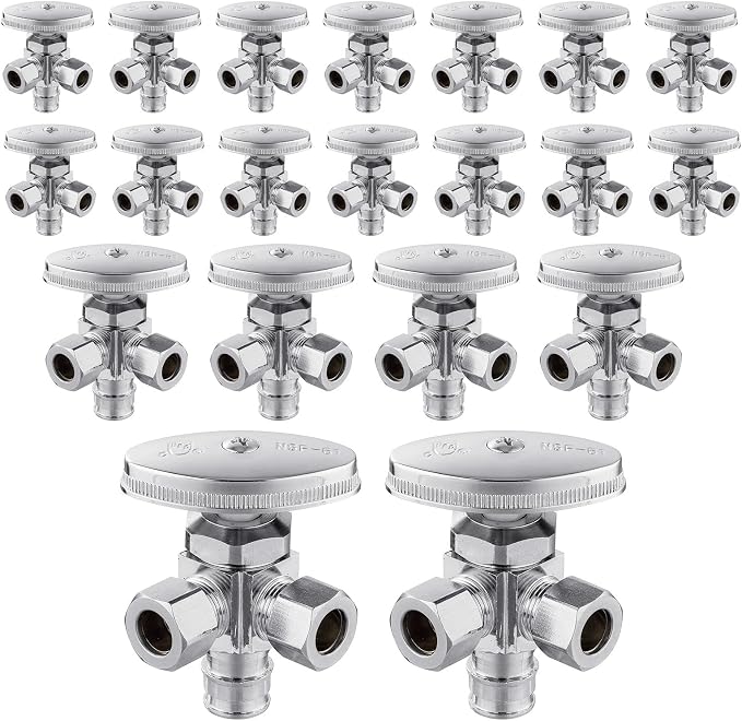20PC EFIELD PEX-A Expansion Angle Stop Valve, Chrome Plated-VALVE067 by EFIELDPEXTUBING