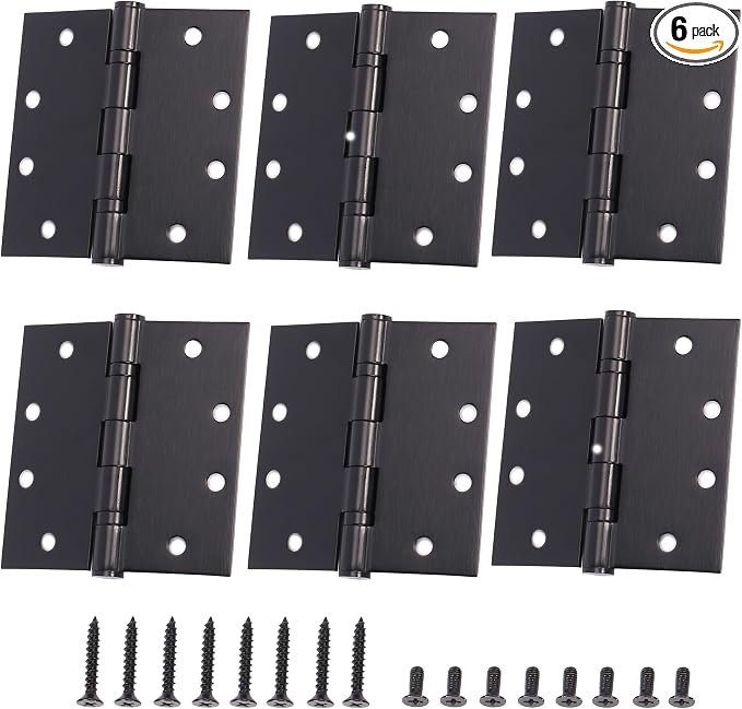 6-Pack 4.5 X 4.5 inch Black Heavy Duty Commercial Door Hinges Thickened | by Unknown