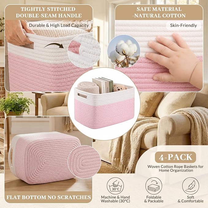 OIAHOMY 4 Pack Storage Basket, Closet Organizer - Image 3
