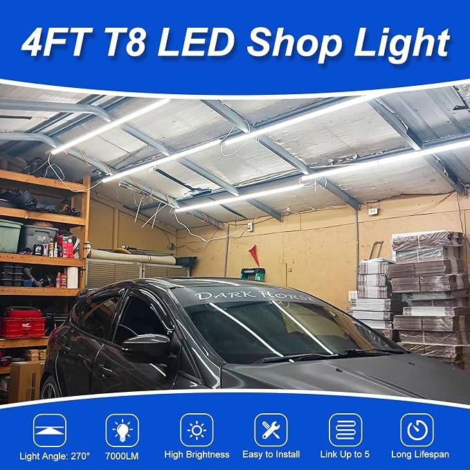 XLNYUUI Led Shop Lights, 4FT LED Light 50W 6500K 7000LM Led Daylight, Garage - Image 2