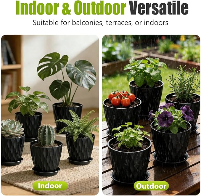 8 Inch Plastic Plant Pots, Planters - Image 3
