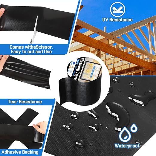 Feifeiya Window Flashing Tape 3.75 Inch x 90 ft Acrylic Adhesive UV Resistant - Image 3