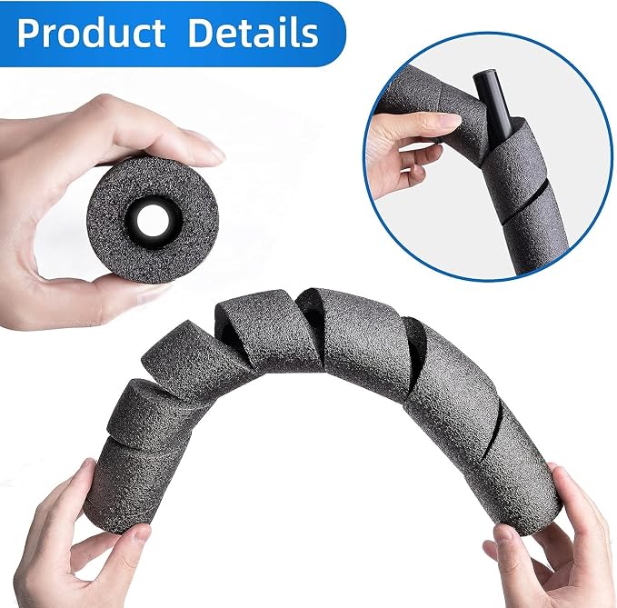 2 Pack Pipe Insulation Foam Tube, 15.7" Black Pool Noodles Foam | Multi-Purpose - Image 3