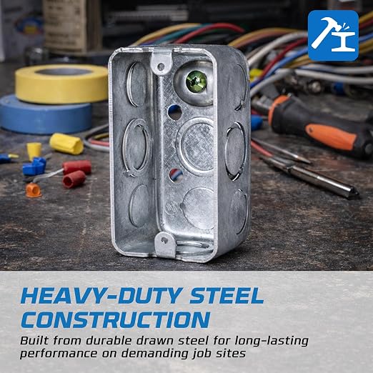 4 Pack - 4x2” Rectangle Steel Electrical Box| 1-7/8" Deep Box - Image 3