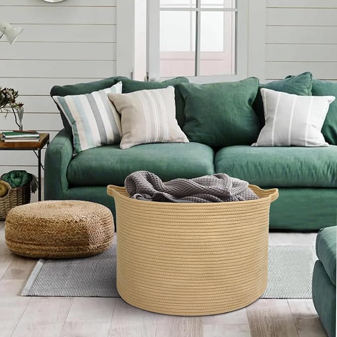Extra Large Storage Basket, Soft Cotton Rope Bin - Image 5