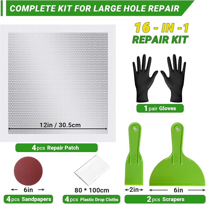 12 x 12 Inch Drywall Repair Kit – 4 Pcs Large Drywall Patch - Image 2