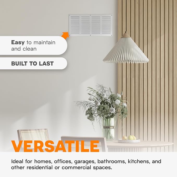 16 x 8 Inch White Galvanized Steel Return Air Register Vent Cover, AC Vent Cover - Image 5