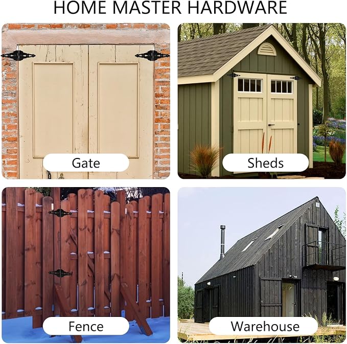 HOME MASTER HARDWARE 8" Heavy Duty Gate Hinges, 6 Pack Strap Hinges, Barn and - Image 7