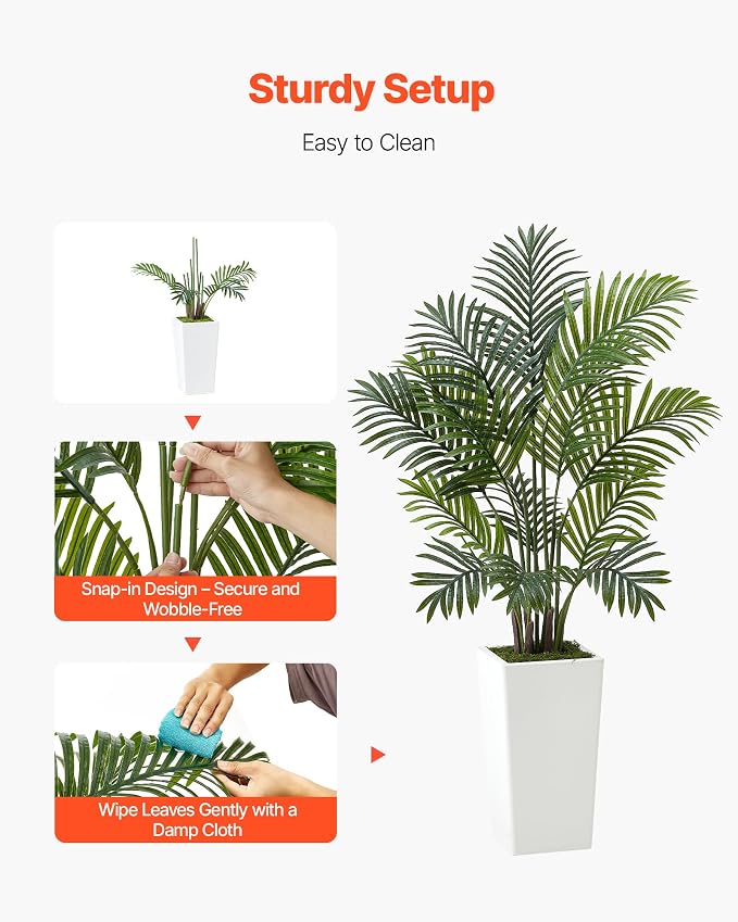 VEVOR Artificial Areca Palms 4 ft, 2 Pack Fake Palm Tropical Plants - Image 4