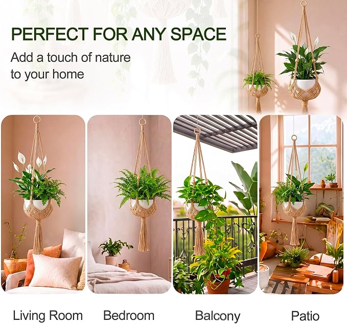 Shappy 1 Pack Boho Macrame Plant Hanger - Image 2