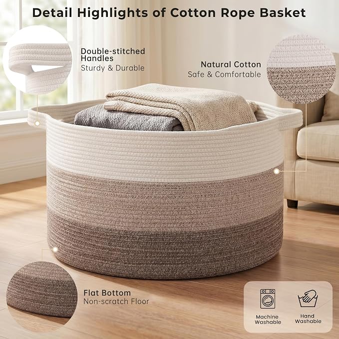 OIAHOMY 90L Extra Large Blanket Basket - Image 4