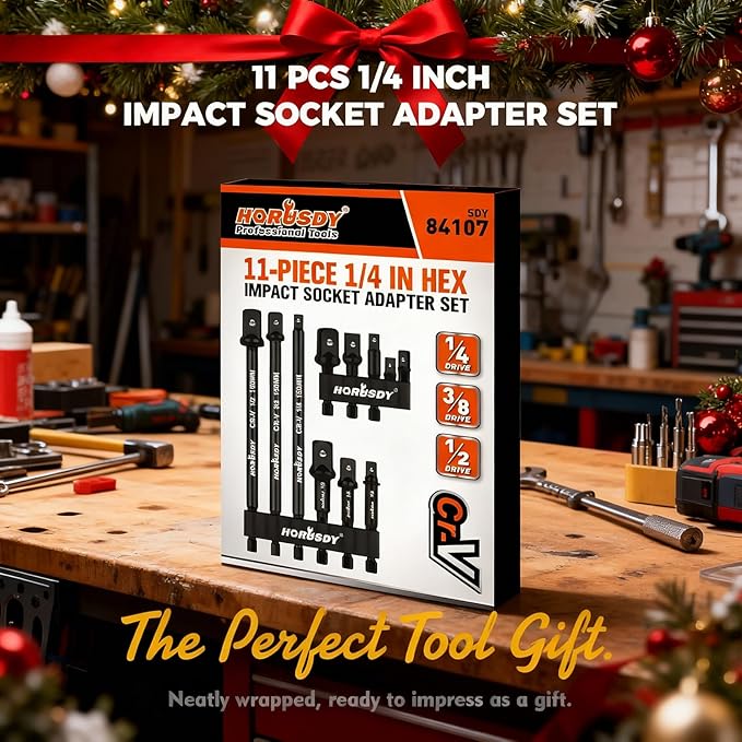HORUSDY 11-Piece Impact Socket Adapter Set, 1/4-Inch Hex Shank, Cr-V Steel High - Image 2