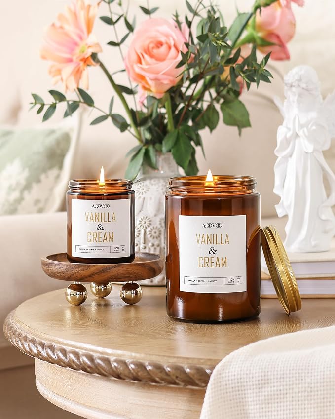 AOOVOO Vanilla Cream Candles - 22 oz Scented Candles - Image 5