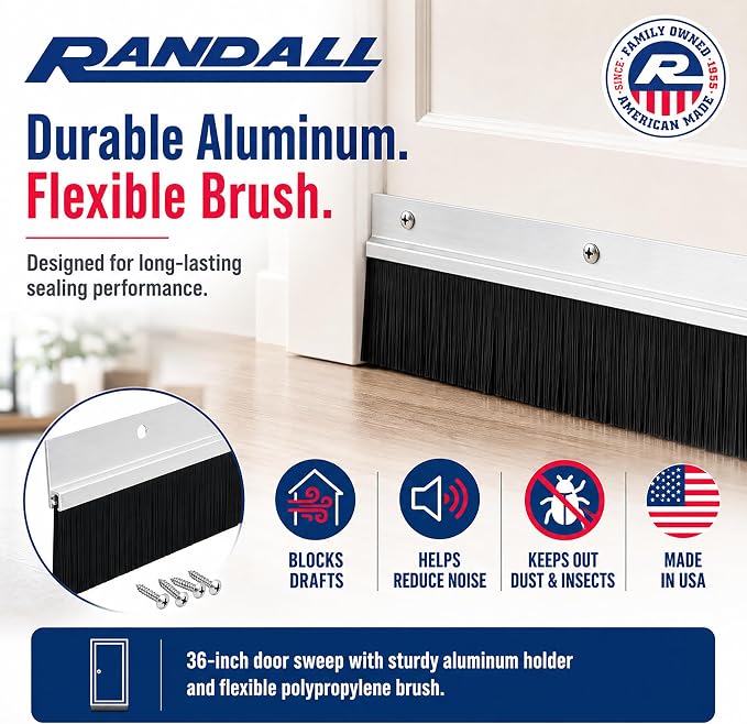 Aluminum Brush Door Sweep for Bottom of Door Exterior, 48 Inch, Metal Door - Image 4