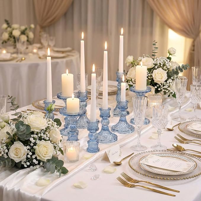 Glass Candle Holder Set of 12, Candle Stick Holder - Image 2