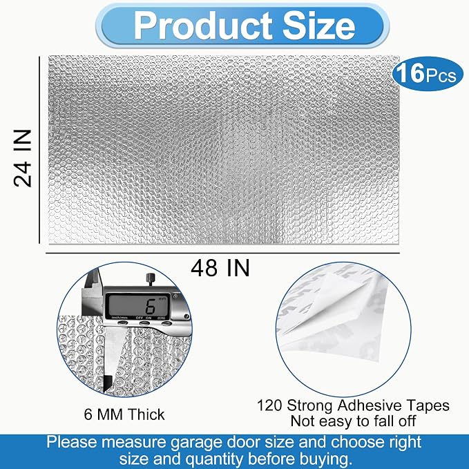 Garage Door Insulation Kit 16P Double Bubble Window Heat Insulation Panels - Image 3