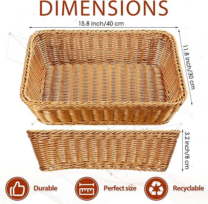 Eccliy 20 Pack Wicker Bread Baskets Woven Serving Basket, 15.8 Inch | Poly - Image 2