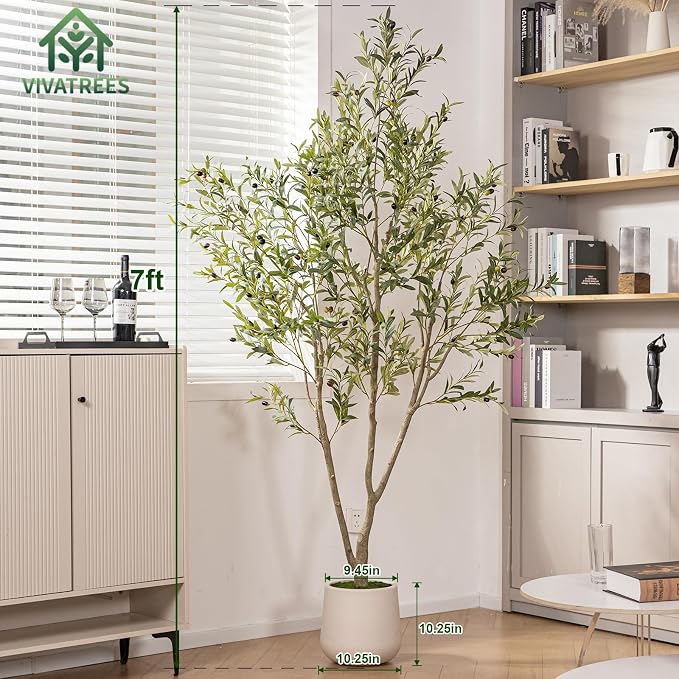 VIVATREES Olive Trees Artificial Indoor, 7FT Tall Faux Olive Tree - Image 2