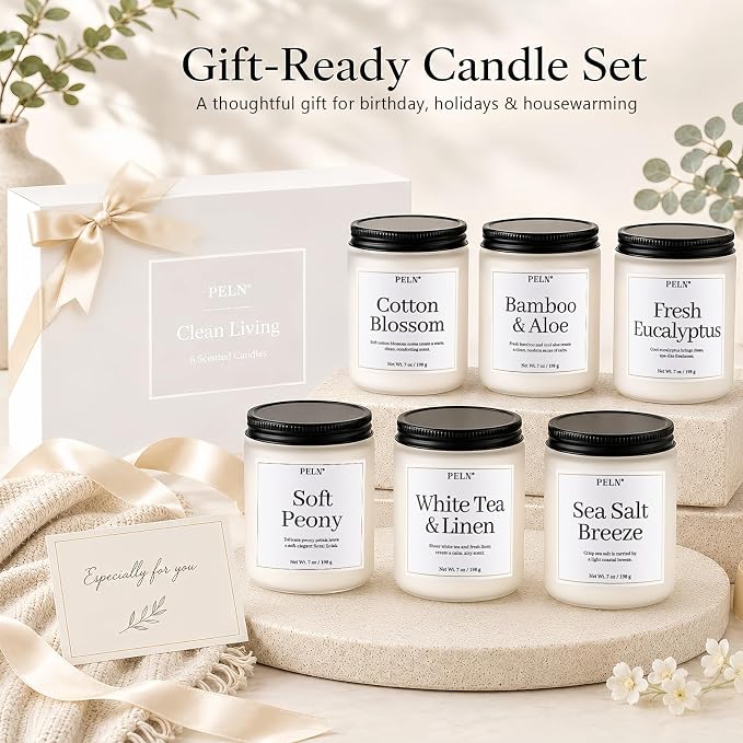 Scented Candles Gift Set, 6 Pack Clean Living Scented Candles | 7 oz Soy Candles - Image 7