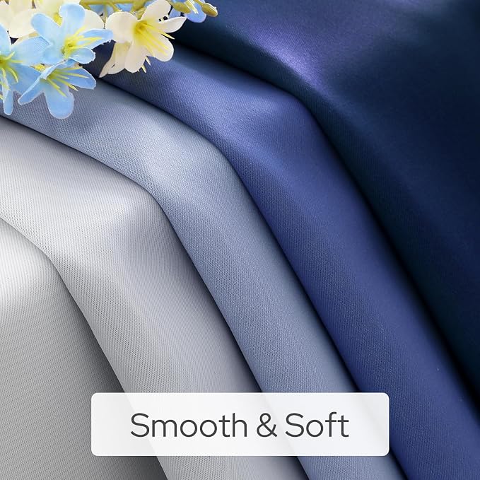 HOMEIDEAS Navy Blue Ombre Blackout Curtains, 52 X 63 Inch Length Gradient Color - Image 3