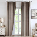 Vision Home Mocha Tan Velvet Pinch Pleated Blackout Curtains 40Wx102L Inch | 2 by VisionHome
