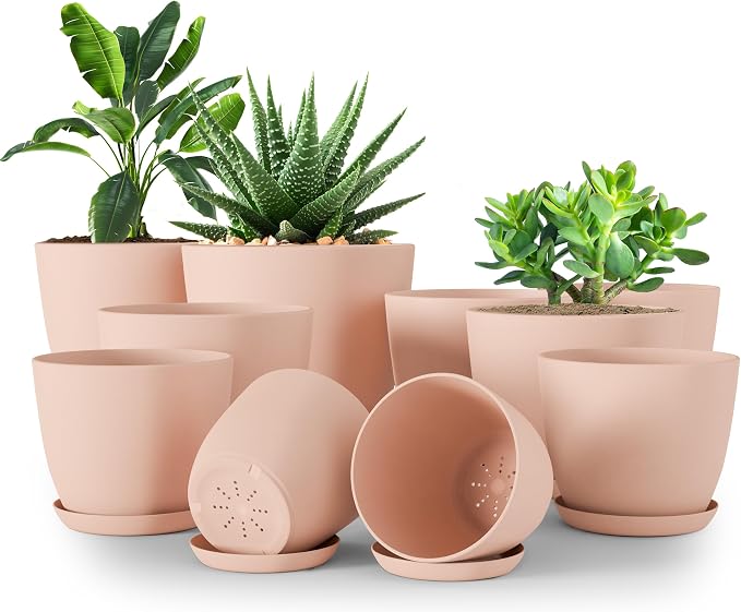 Plant Pots Indoor with Drainage, 10 Pack Multi-Size Planters Set by UTOPIAHOME