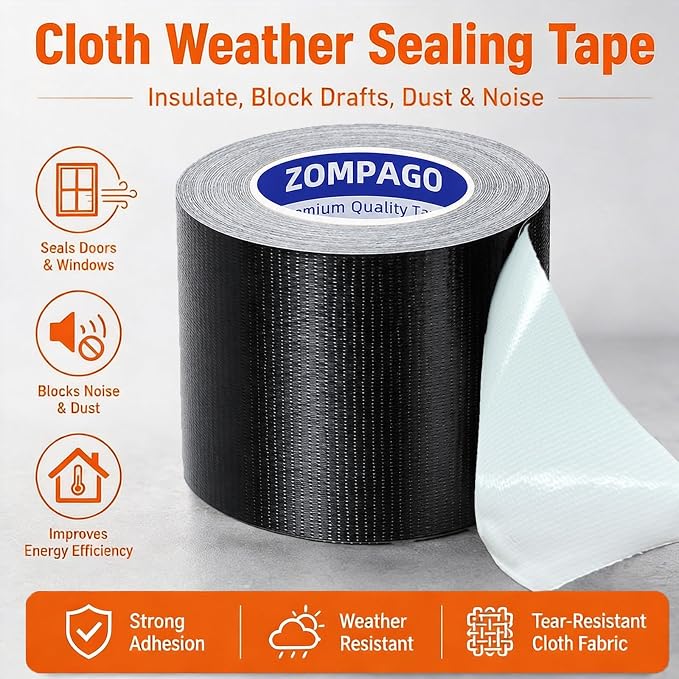 ZOMPAGO Weather Stripping Tape Door Window Seal Black Tape, 2.4in x 33 FT | - Image 4