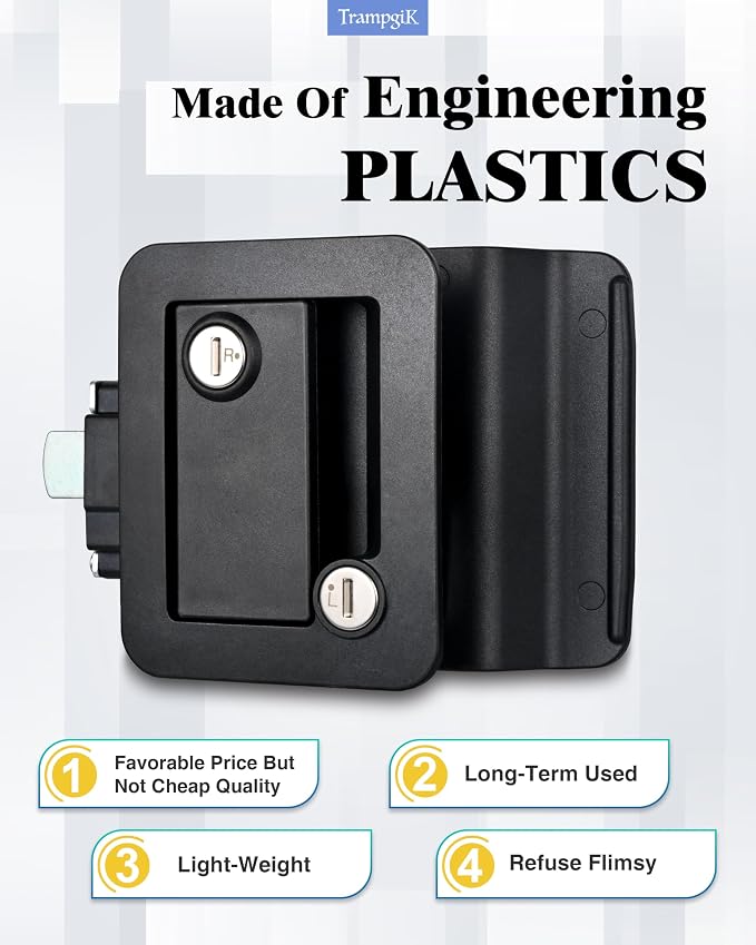 Engineering Plastic Camper Door Lock, RV Door Lock Replacement, Fit 3.65" x - Image 4