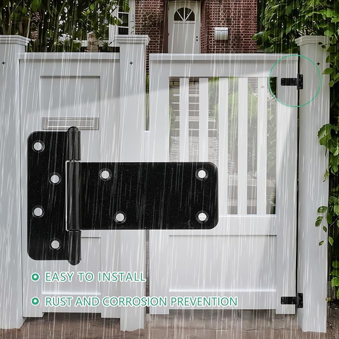 4 Pack 5 in T-Strap Heavy Duty Gate Hinges 260 Lbs Capacity, Barn Door - Image 4
