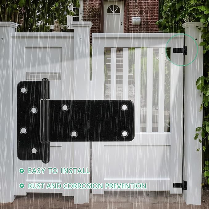 5 in T-Strap Shed Door Hinges 260 Lbs Capacity, 6 Pack Heavy Duty Gate Hinge | - Image 3