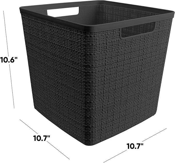 Curver Set of 4 Large Cube 17L Jute Decorative Plastic Organization and Storage - Image 2