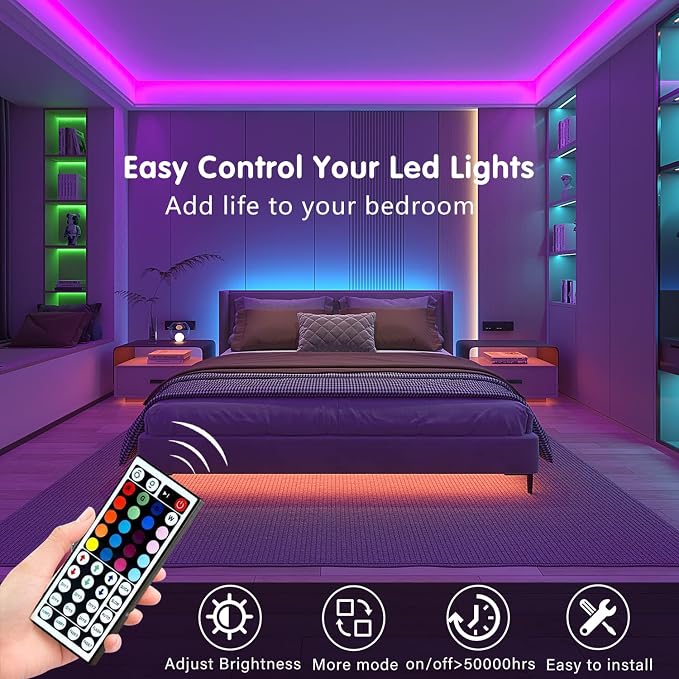 Keepsmile 50ft Led Strip Lights Smart Sync Music Led Lights - Image 3