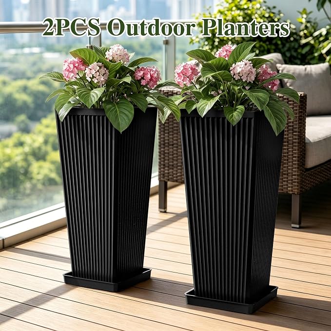 24" Tapered Tall Planters for Outdoor Plants - Image 6
