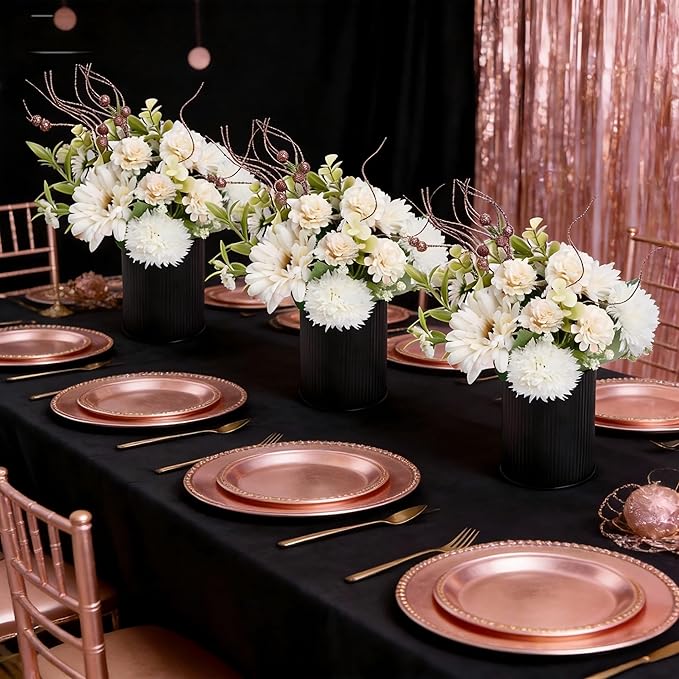 Ivory White & Rose Gold Flower Table Centerpieces, Baby Shower, Events - Image 2
