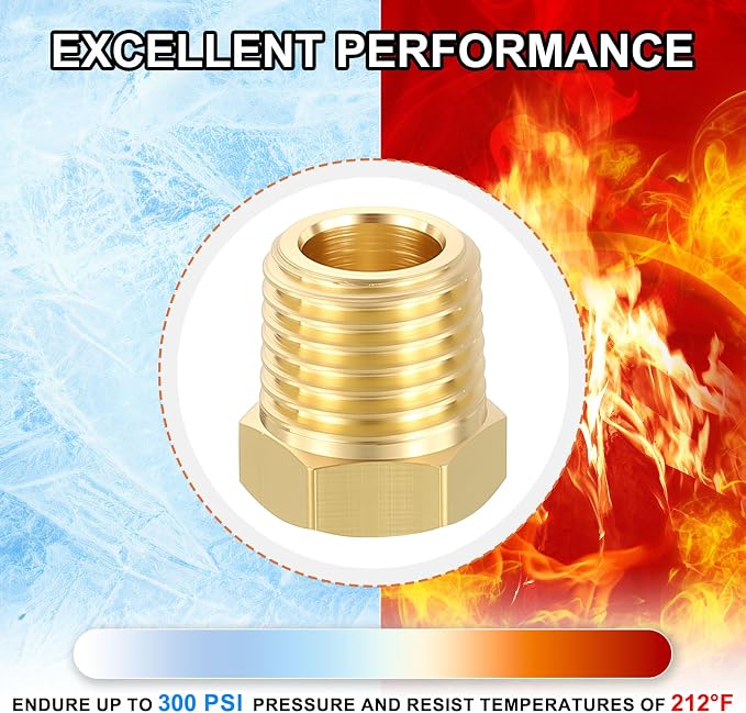 15 Pack Male to FeMale Adapters, 1/4" Male NPT x 1/8" FeMale NPT Brass Hex - Image 7