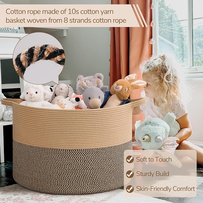 INDRESSME 115L Extra Large Woven Wicker Blanket Basket Living Room | Wicker - Image 3